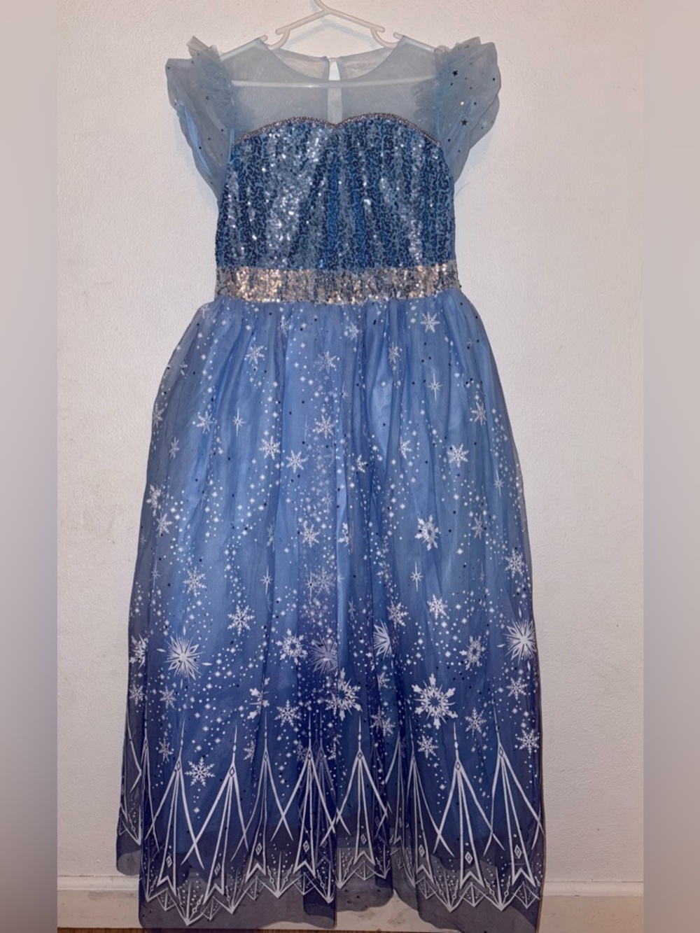 Girls Sparkling Blue Snowflake Gown with Lights size Large